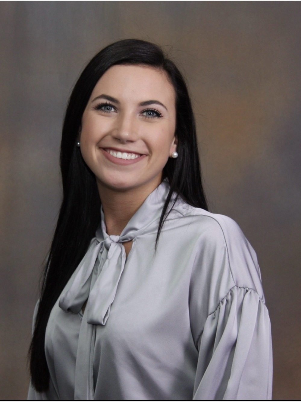 Tie-Neck Satin Blouse - Light Gray